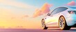 © AlgoCreative - A sleek, modern car parked against a vibrant sunset sky, showcasing innovation and style in automotive design.