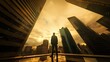 © PBMasterDesign - A silhouetted figure stands atop a building, overlooking a city skyline under a dramatic, golden sunset.