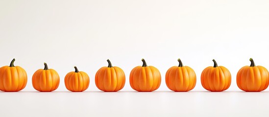 Collection of pumpkins on a white background with copy space