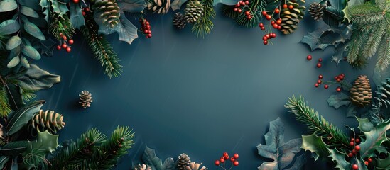 Poster - Christmas arrangement uncomplicated background top view copy space