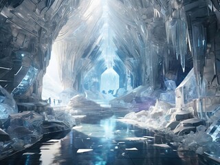 Poster - ice cave in the night