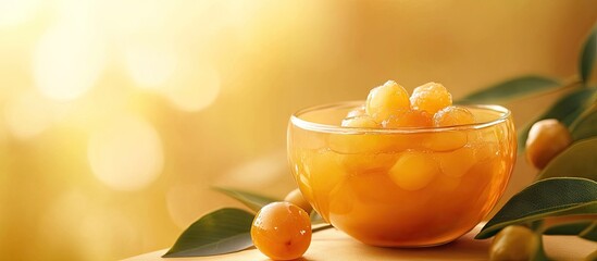 Fototapete - Loquat jelly for a summer dessert visual. with copy space image. Place for adding text or design