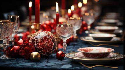 Canvas Print - christmas table setting