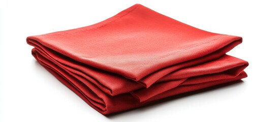 Fototapete - Red napkin set against a white background Copy space