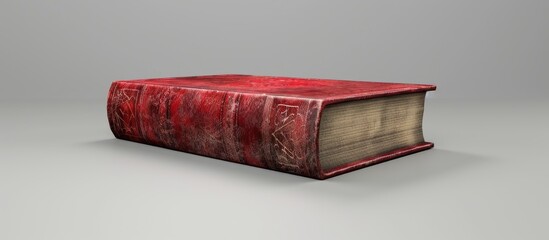 Wall Mural - A large crimson book stands alone against a gray backdrop with room for additional images