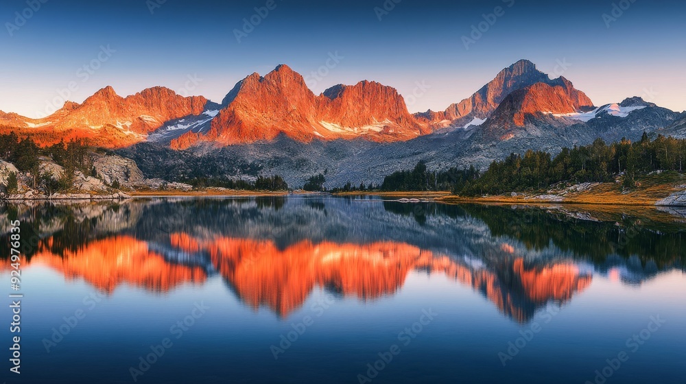 Majestic Mountain Range Reflected in Serene Lake at Sunset - A ...