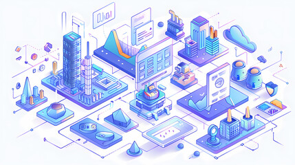 Startup business isometric line vector image