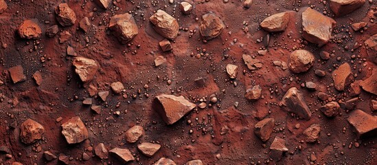Wall Mural - Copy space image of a textured mineral abstract ground with red soil creating a natural background