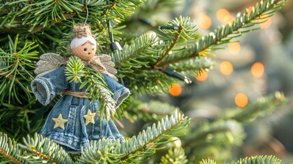 Poster - An old pair of jeans transformed into an angel ornament