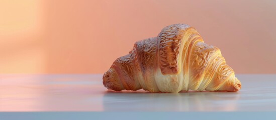 Sticker - Croissant pastry displayed on a sleek white surface in a vibrant setting ideal for recipes articles catalogs or commercial use featuring copy space image