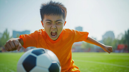 Passionate Young Soccer Player in Action