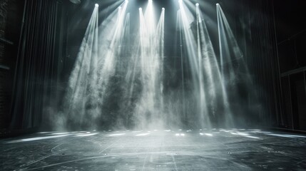 Aufkleber - Stage Lights Illuminating a Foggy Stage