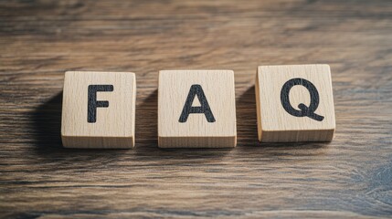 Canvas Print - Wooden blocks with FAQ text lying on a wooden surface