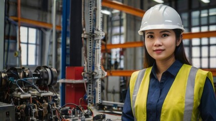 portrait of asian engineer male female technician