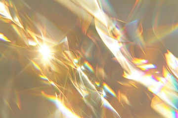 Warm background with bright iridescent sunlight flares and colorful refractions