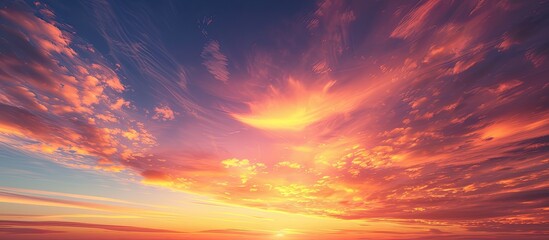 Poster - Scenic sunset with a captivating sky providing an ideal background for a copy space image.