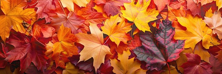 A banner with a rich tapestry of colorful autumn leaves in the background, providing ample space in the center for text or promotional content