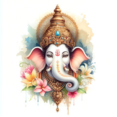 Poster - Watercolor Lord Ganesh background image