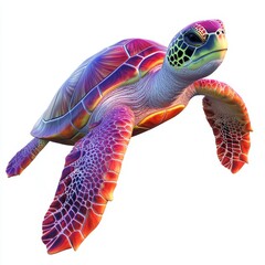 Wall Mural - Isolated sea turtle on transparent background