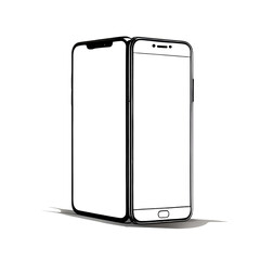 smartphone on transparent background., blank white phone isolated, blank screen transparent backgrou