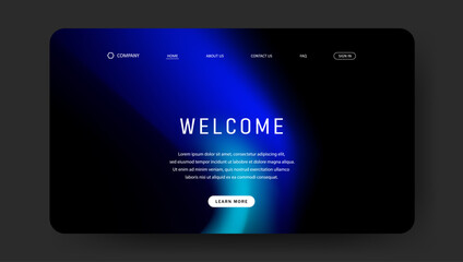 Poster - Abstract wave futuristic design of landing page. retro gradient mesh website design