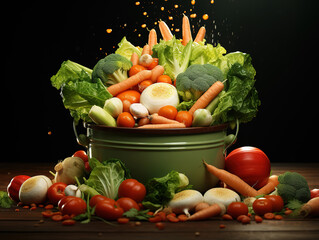 Poster - Realistic fresh vegetables cooking concept