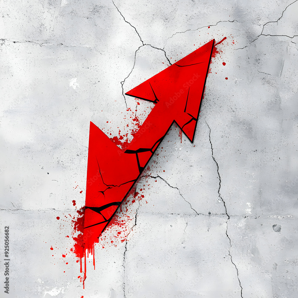 Stock-Illustration „Red arrow pointing upward, breaking through ...