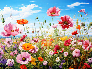 Wall Mural - Blumenwiese, hochauflösendes Panorama