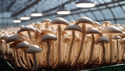 Wall Mural - Growing mushrooms on a farm. Home Farm Havert Oyster Mushroom.