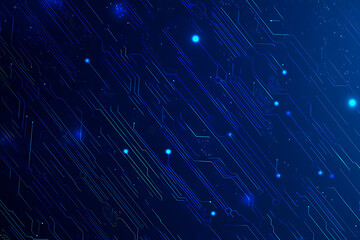 Futuristic vector illustration of a blue circuit board with intricate digital tech elements, perfect for advanced technology backgrounds.