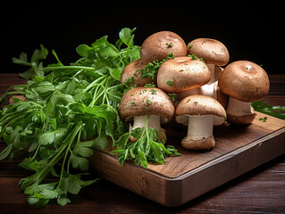 Wall Mural - Top view mushrooms in bowl