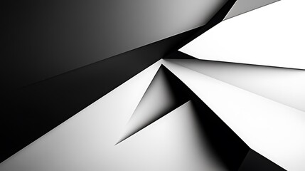 Poster - Sharp Modern Abstract Background with Angular Shapes in Monochromatic Black, White, and Grey Palette