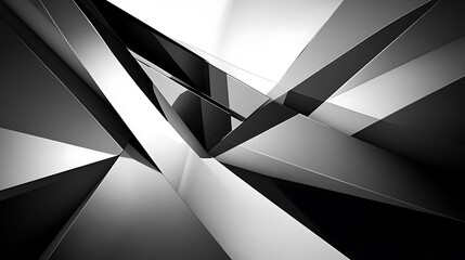 Poster - Sharp Modern Abstract Background with Angular Shapes in Monochromatic Black, White, and Grey Palette