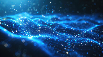 Wall Mural - Abstract Digital Waving Particles Background Representing Technology and Data