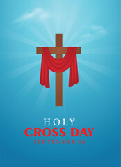 holy cross day Christian religion festival vector poster  