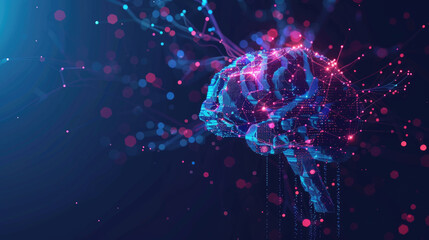 Human brain glowing Big data AI analytic with AI machine learning concept