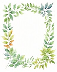 Canvas Print - Watercolor illustration card with green eucalyptus frame. Isolated on white background. Hand drawn clipart. Perfect for card, postcard, tags, invitation, printing, wrapping.