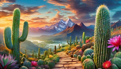 Canvas Print - landscape with cactus