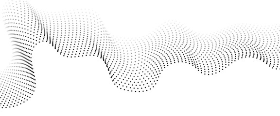 Wall Mural - abstract halftone flowing wavy gradient dots shape isolated on transparent background. technology ab