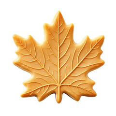golden maple leaf cookie isolated on a transparent background