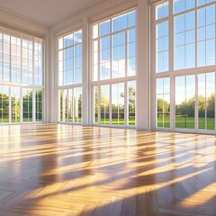 Poster - Large Windows View Of Green Lawn Interior Design