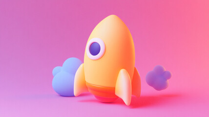 Rocket. 3 d. Children's illustration.