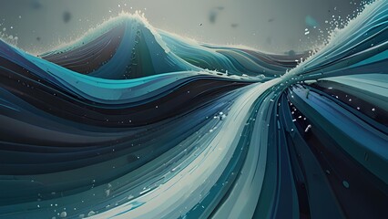 Wall Mural - abstract depiction of a splash and waves