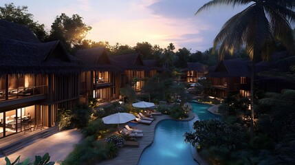 Poster - Luxury Tropical Villa with Private Pool and Palm Trees