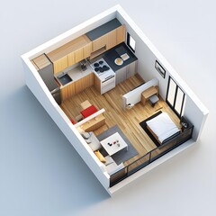 Canvas Print - Modern Studio Apartment Floor Plan Design