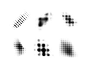 Wall Mural - Dotted halftone waves. Abstract shapes, wave effect dotted gradient. Halftone graphic dots waves. Wave dotted halftone. Vector