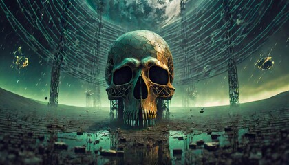 Canvas Print - skull in the night