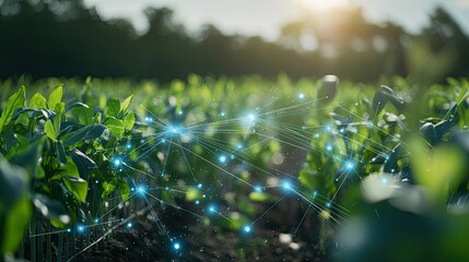 Wall Mural - Advanced irrigation system controlled by real-time weather data.