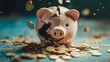 © Supphawan - A shattered piggy bank with coins spilling out, symbolizing financial challenges, savings depletion, or unexpected expenses.
