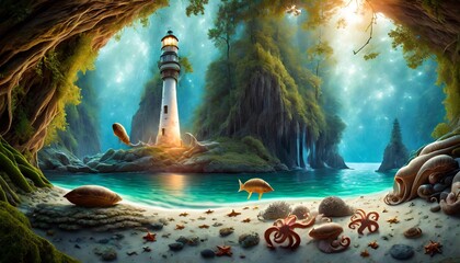 Wall Mural - tropical island at night